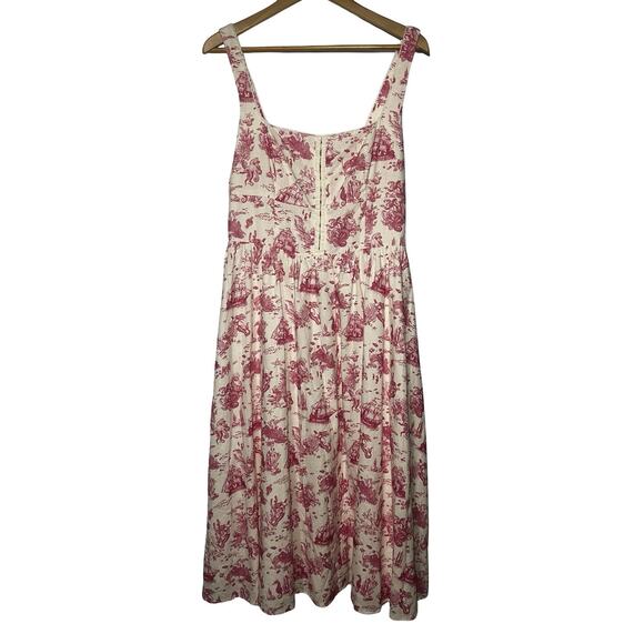 Avec Les Filles Dress Womens 14 Linen Blend Sea Print Mermaid Nautical Summer - Picture 1 of 16